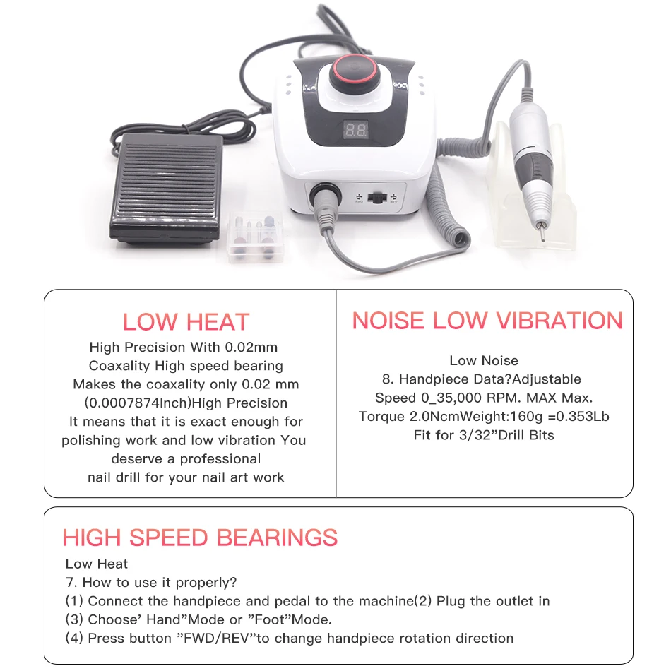 Billig 30W Nagel Bohrer 35000 Maschine für Maniküre Gerät für Maniküre Maschine Set Bohrer für Nail art Elektrische Nagel Bohrer pediküre Bit