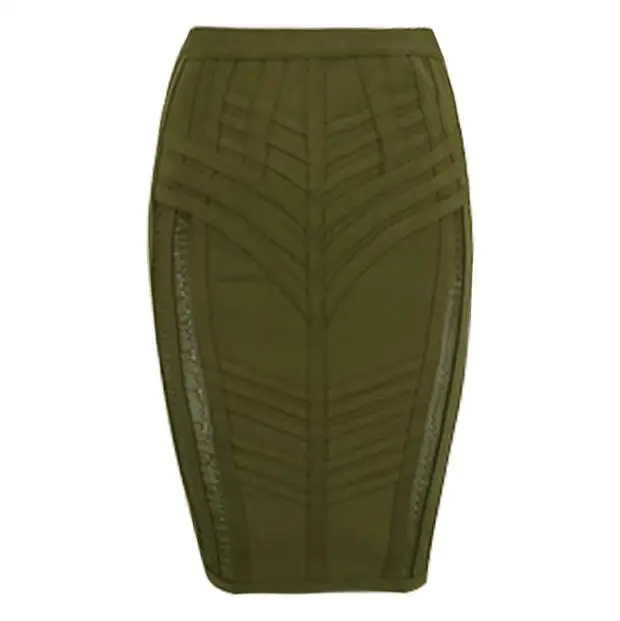 Женская новая модная сексуальная бандажная юбка, Женская эластичная армейская зеленая оливковая вискозная облегающая юбка-карандаш