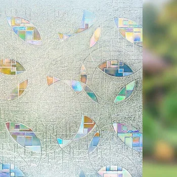 

Stained Glass Window Film sticker Static Cling Frosted Vinyl Window Films Privacy Decorative Color round Pattern Design 45/90cm