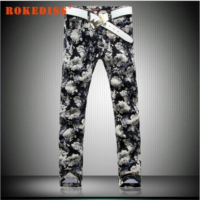 Print Denim Jeans Men Zipper Pants Cotton Men Jeans Skinny Regular Slim Men Jeans Straight 2016
