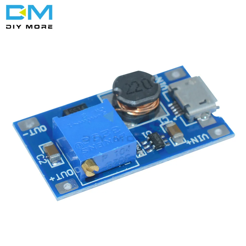 

2PCS lot DC DC Step Up Power Supply Booster Board Module MT3608 For Replace XL6009 Micro USB 2A Adjustable 2-24V To 28V