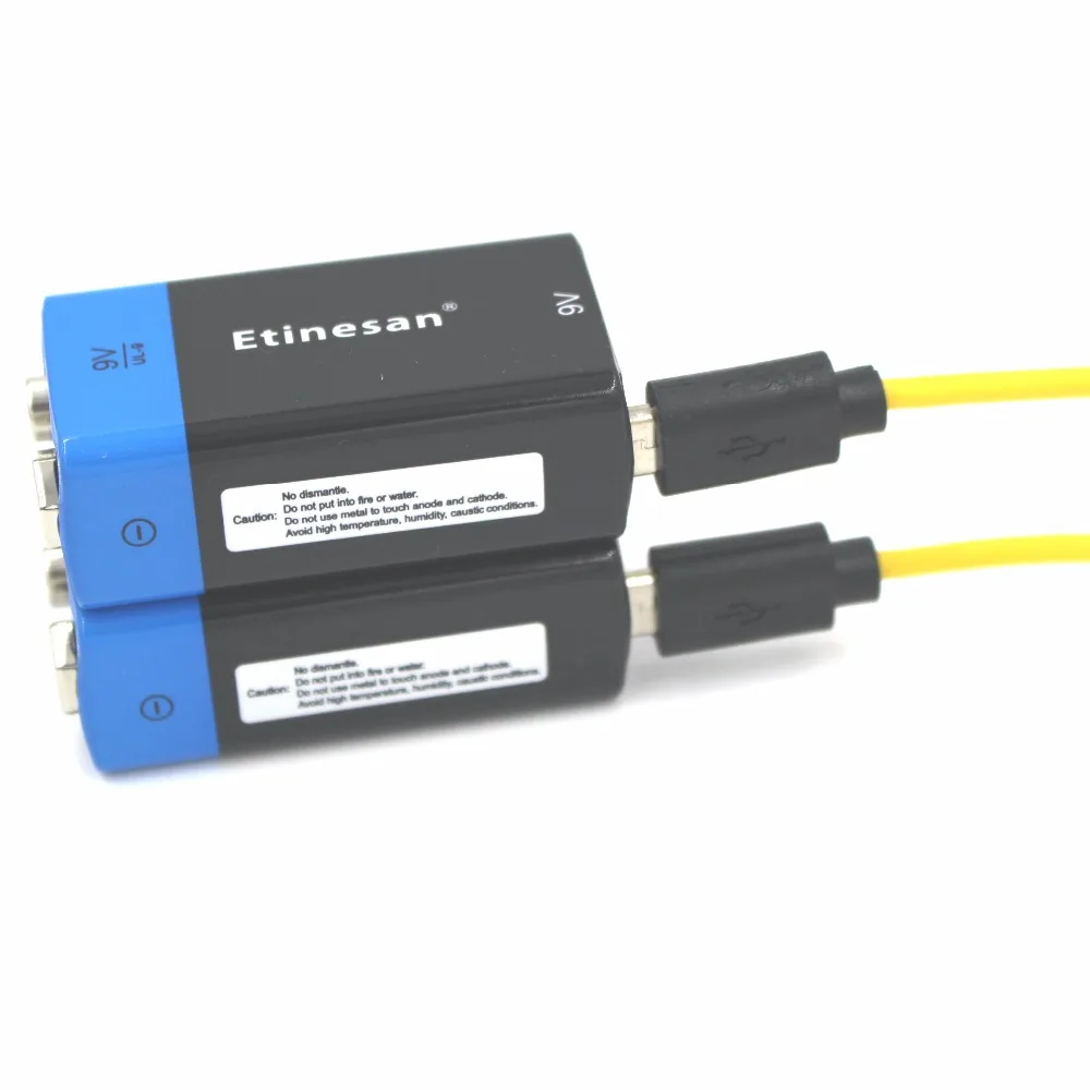 2 шт. Etinesan 9V 4500mWh литий ионные полимерные аккумуляторы + usb кабель для