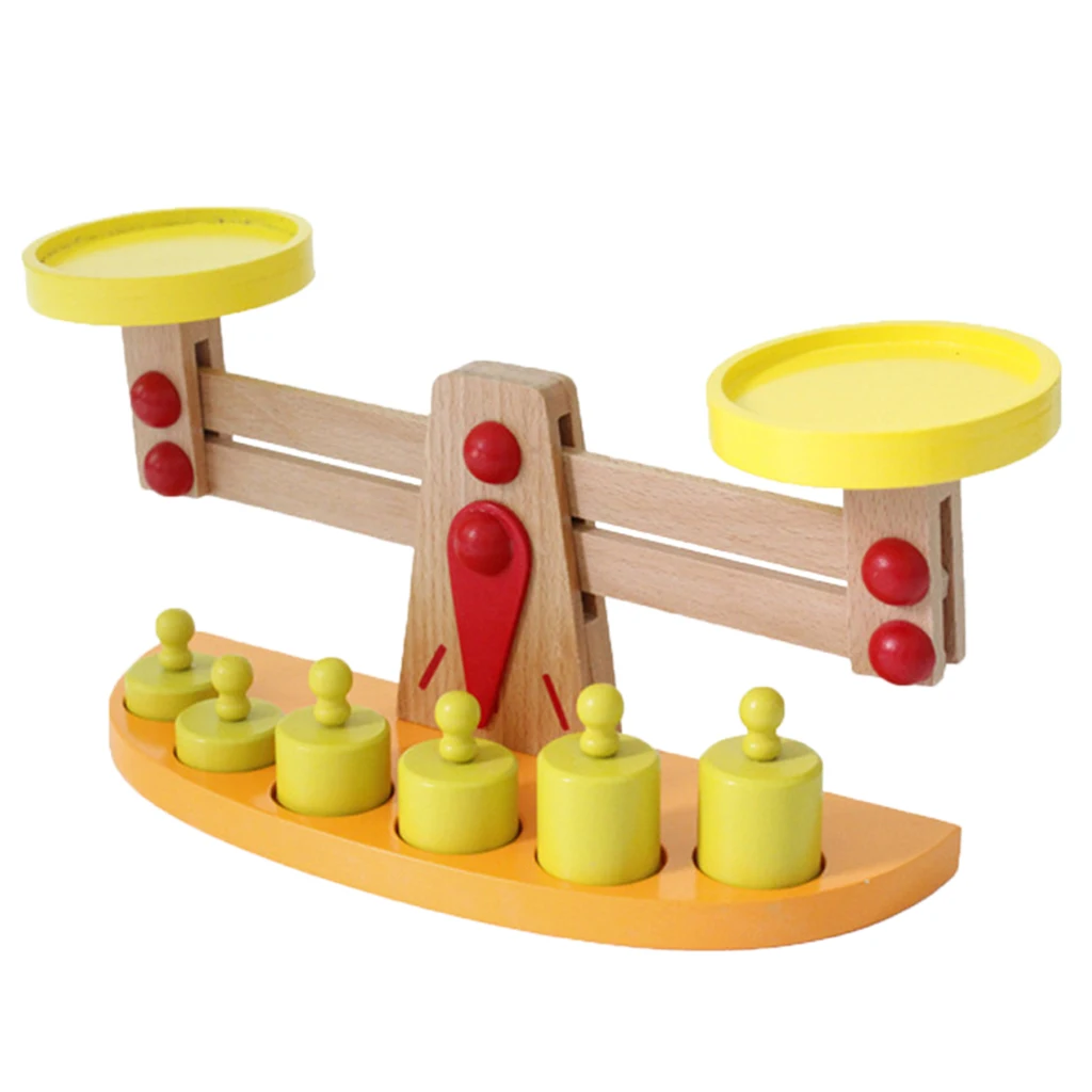 Wooden Balance Scale Math Learning Toy Christmas Gift for Kids Boys & Girls