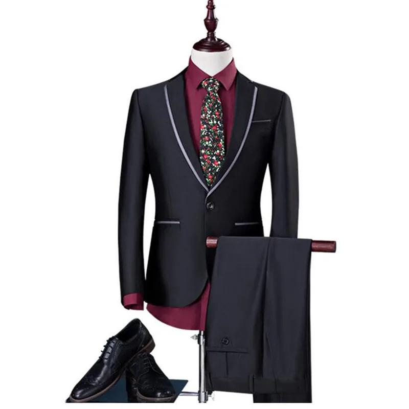 48-1        Men's suit two-piece suit, fashion business men's suit jacket and pants, wedding banquet gentleman elegant suit dress.