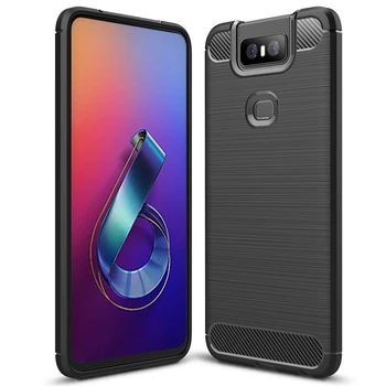 

30pcs/lot Case For Asus Zenfone 6 ZS630KL Carbon Fiber Armor Anti Scratch Brushed TPU Gel Cover For Asus Zenfone 6 ZS630KL