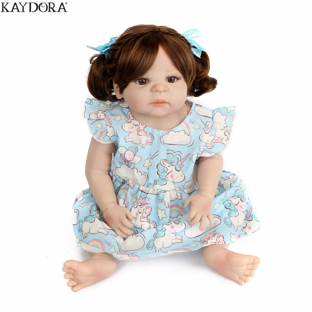 

KAYDORA Full Silicone Reborn Baby Girl Dolls 22inch 55cm Lifelike Realistic Kid Boneca Doll Toys Grils Gift Bebe Reborn menina