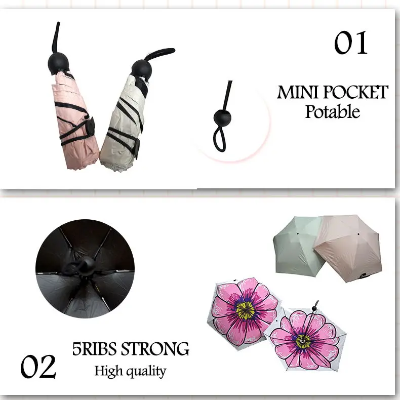 FR Mini Umbrella Pocket Rain Women Five Folding Umbrella Sun For Man High Quality UV Umbrellas Convenient Colourful For Travel1 (3)