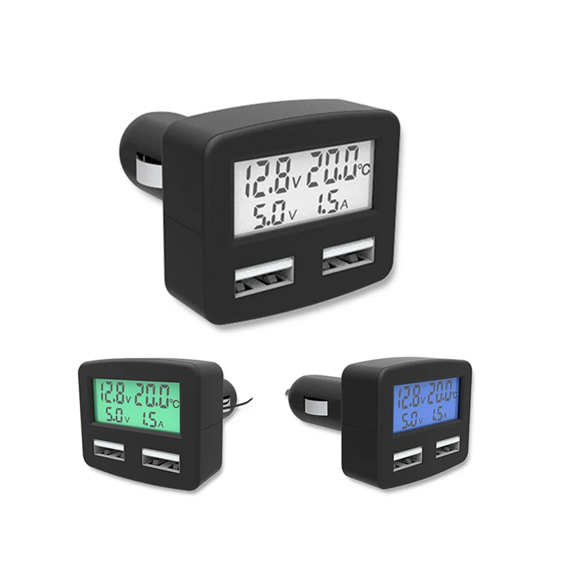 Alloet Dual USB 5 в 1 Автомобильное зарядное устройство 3A DC В 5 В Автомобильное зарядное устройство USB с ЖК-дисплеем Температурное напряжение измери... Alloet Dual USB 5 в 1 Автомобильное зарядное устройство 3A DC В 5 В Автомобильное зарядное устройство USB с ЖК-дисплеем Температурное напряжение измери...