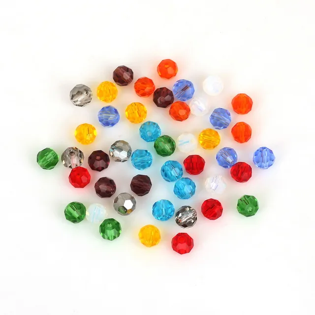 Perles rondes 6mm verre à Facettes couleur Crystal Ab LOT de 50 ou 100