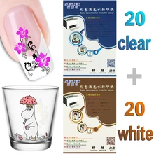 A4 лазерная водная горка переводные наклейки(20 листов прозрачные+ 20 листов белые) переводная бумага наклейки пленка для DIY ногтей керамические