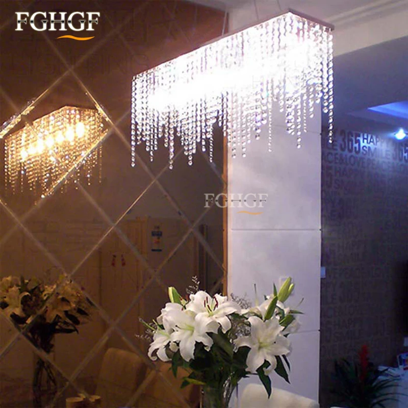 Modern Crystal Chandelier Light Fixture Rectangle Crystal Light for Restaurant Hanging Suspension Lustres Drop Lamp Home (5)