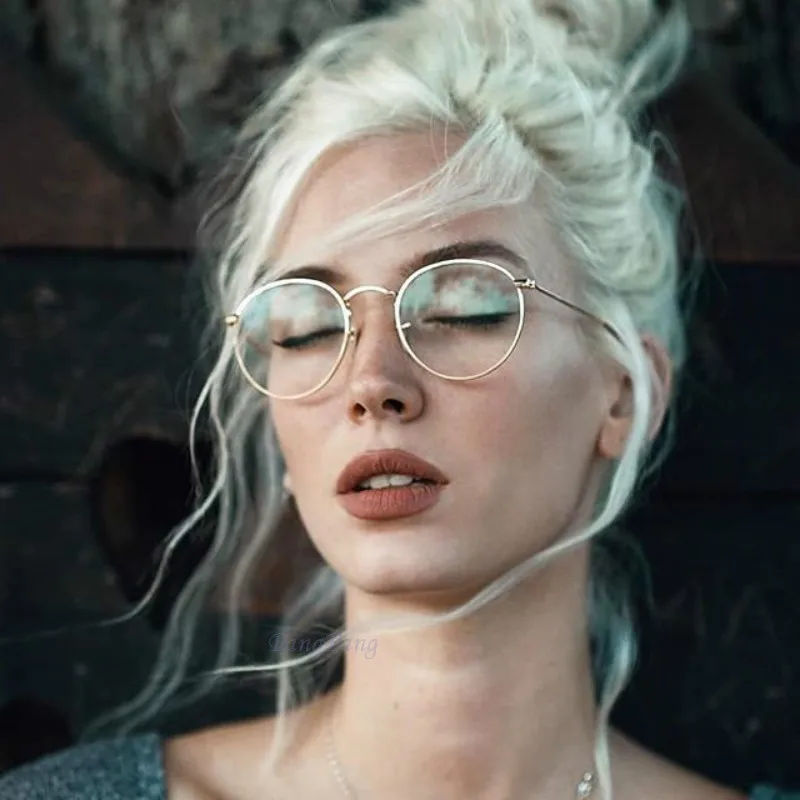 

2019 Round Glasses Frame Woman Men Glasses Retro Myopia Optical Frames Metal Clear lens Gold Eyeglasses Oculos De Grau