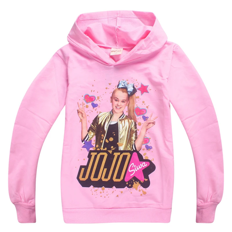 JOJO Siwa/толстовки с длинными рукавами для девочек; толстовки; весенне-осенние Топы; одежда; футболка для девочек; карнавальный костюм; одежда; подарок на день рождения - Цвет: pink