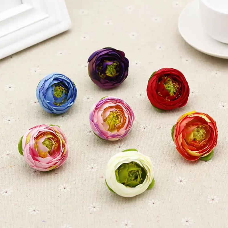 

Wholesale 4.5cm 10pcs/lot Artificial Tea Rose Head Wedding Flower Ball Home Garden Decoration Fake Bud flowers Craft