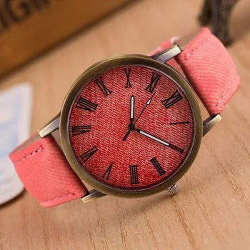 

Women Men Unisex Fashion Vintage Casual watch belt Dial Analog Quartz Wrist Watch for adults Imitation denim leather watch clock