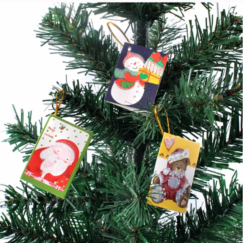 12 шт модные подарки Рождество Счастливого Рождества поздравительные открытки Наклейки украшения кулон Рождественская елка украшения
