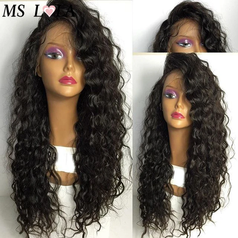 Wow wigs human hair lace front wigs brazilian virgin hair long curly