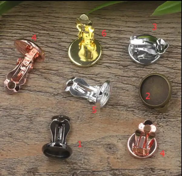 12mm inner size Fashion Copper Ear Clip Round Blank Setting Bezel Blank