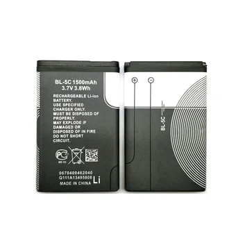 

5PCS/Lot BL-5C BL5C 1500mAh Battery For Nokia C2-06 C2-00 X2-01 6600 6230 5130 2310 2730 3100 6030 3120 3650 6263 7600 6820 6680