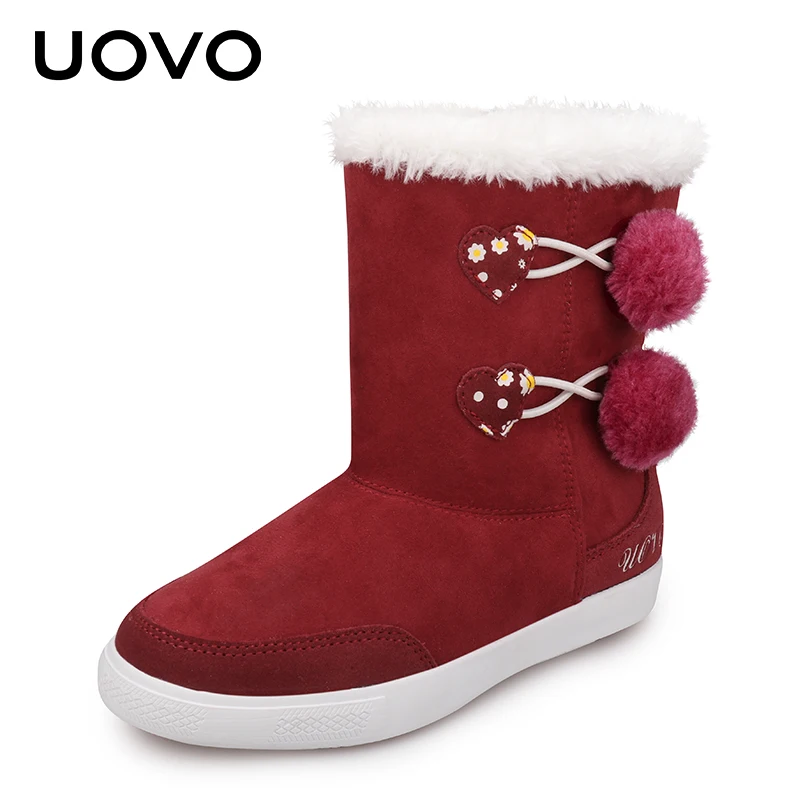 

UOVO 2017 New Kids Boots Beautiful and Light Color Sporty Girls Boots Warm Inner Winter Boots for eur Size 26-39#