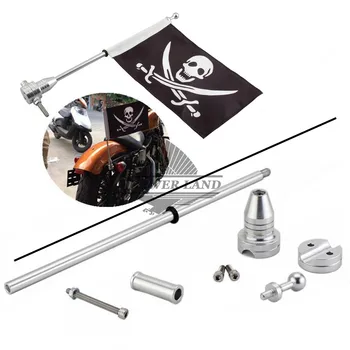 

Chrome Motorcycle Bike Rear Mounting Pole Skull Face Flag For Harley Touring Sportster Dyna Softail Tri Luggage Rack