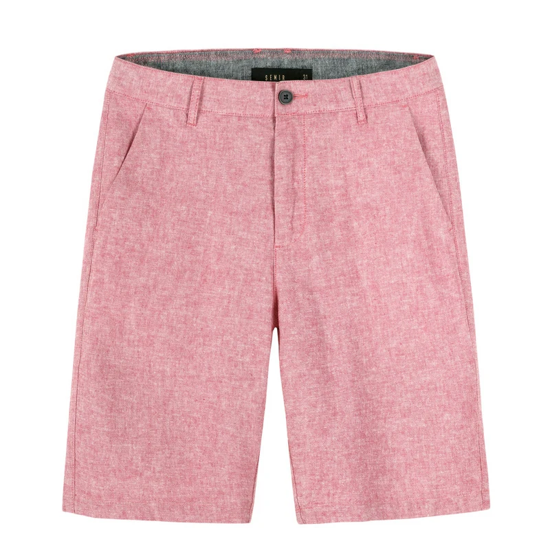 SEMIR мужские повседневные шорты, мужские летние хлопковые и льняные дышащие удобные шорты, новинка, корейские - Цвет: red  and  white