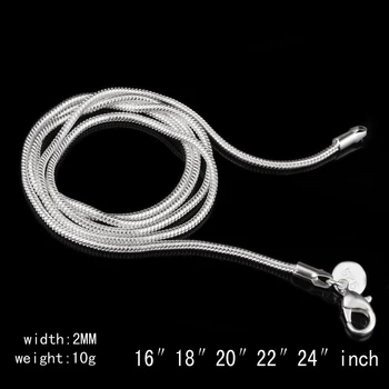 

Width 2mm Simple Silver Plated Snake Chain Necklace for Woman16-24 inch Dropshipping Wholesale