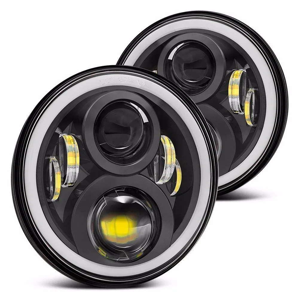 Bakuis 7 дюймов круглый проект мото светодиодный фары RGB Halo для Jeep Wrangler Bluetooth телефон приложение управления фары для джипа(пара