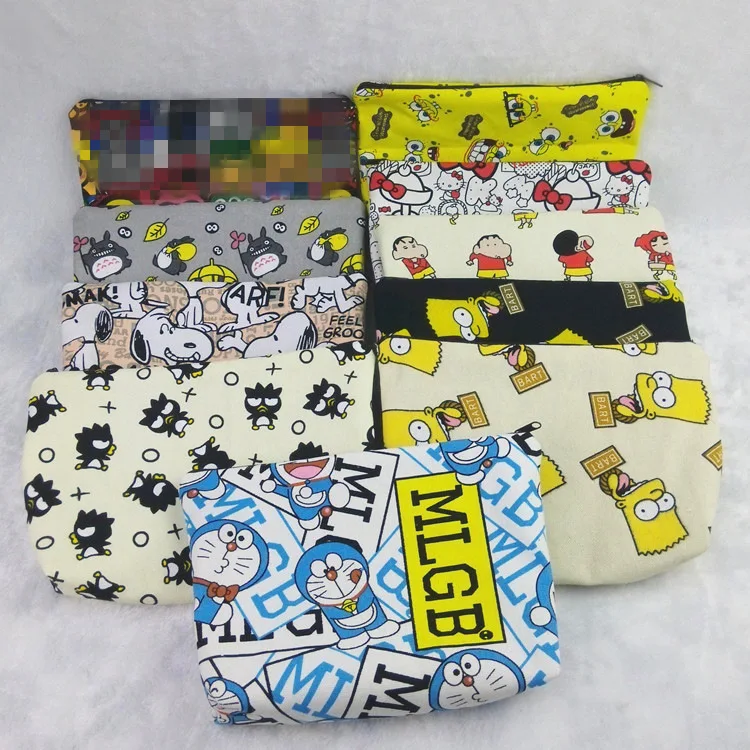 

IVYYE The Simpsonss Doraemon Fashion Anime Cosmetic Bags Canvas Cartoon Soft Purses Coins Pouch Card Key Bags Kid Gifts New