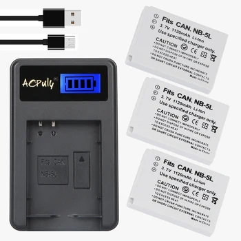 

AOPULY 3Pc NB-5L NB 5L NB5L Rechargeable Battery + USB LCD Charger for Canon Powershot S100 SX200 SX210 IS SX230 HS SD890 Camera