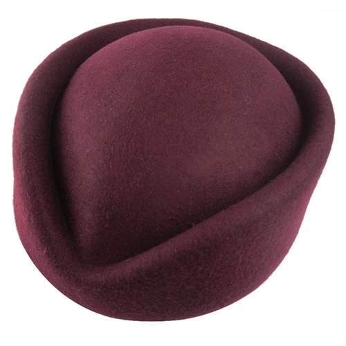 Женская шерстяная шляпа-Вуалетка, шляпа стюардессы, шапка для этикета, простая шляпа Fedora, женский берет, шляпа для деловой женщины, A040 - Цвет: Wine