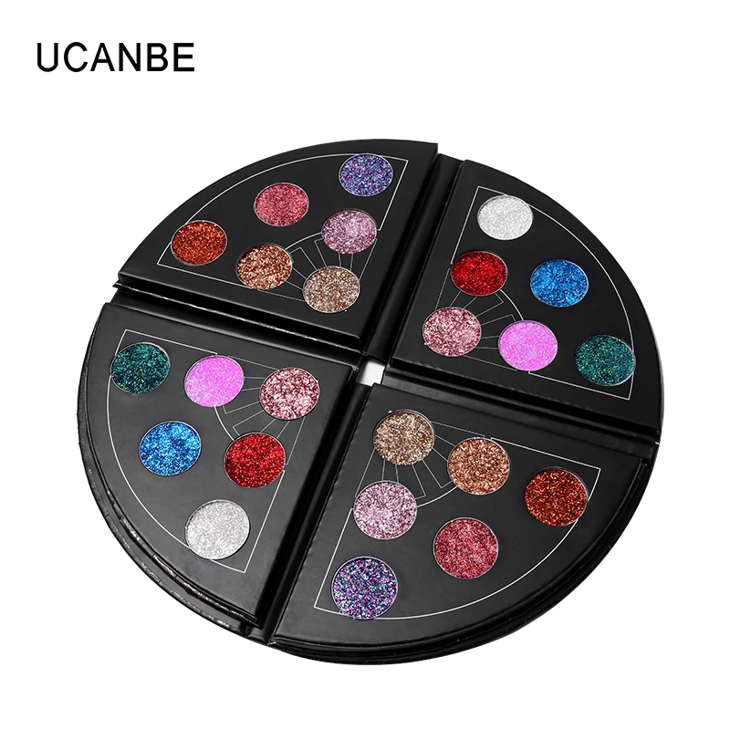 

UCANBE Brand 6 Colors Big Shimmer Fan Shaped Metallic Eyeshadow Palette Sparkle Glitter Diamond Eye Shadow Waterproof Cosmetics
