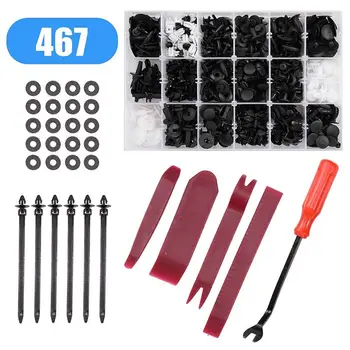 

467Pcs + Tools Auto Car Vehicle Body Plastic Push Pin Rivet Fasteners Trim Clip Car Repair Assortment Kit Car Accessories Clips