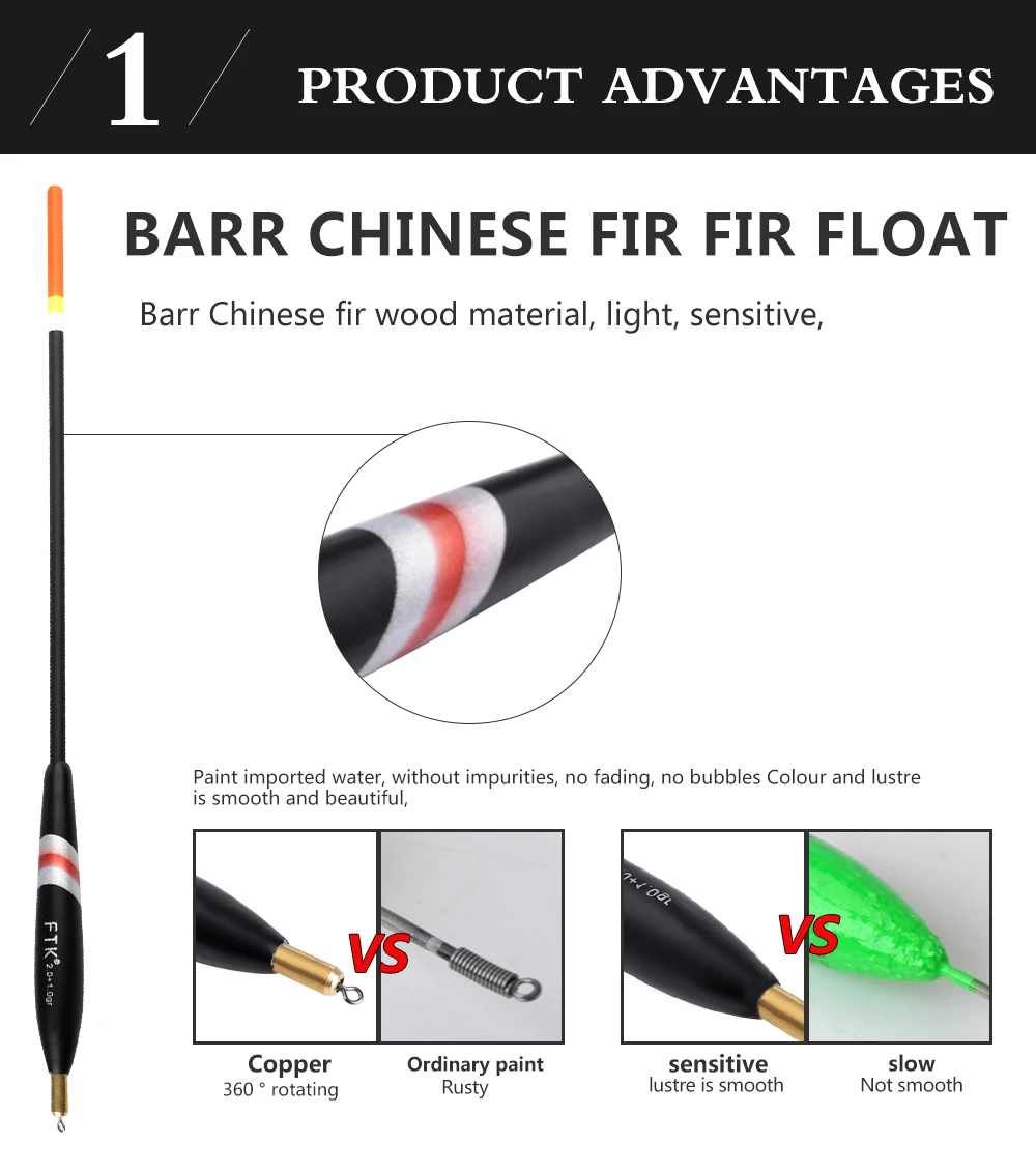 FTK 3 шт./лот Баргузинский пихта поплавок 1,0+ 1,5 гр+ 2,0 гр+ гр поплавок вертикальный буй смешанный размер поплавок аксессуары
