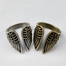 Anillo alas de Ángel ajustable de aleación Vintage plata antigua anillos con forma de plumas Punk para mujeres joyería de moda regalos para hombres y mujeres