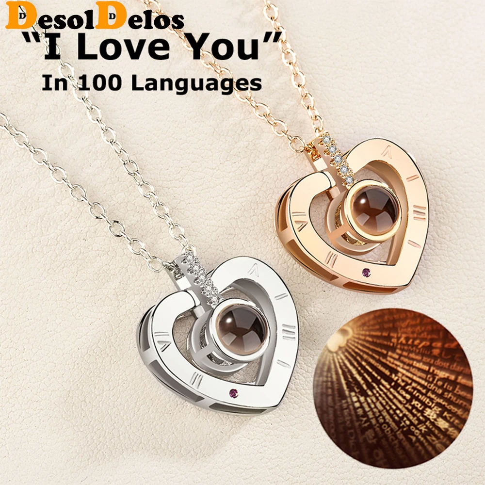 

2019 New 100 Languages I Love You Pendant Necklace For Women Wedding Necklaces Choker Gift for Wife Lovers Fashion Accessories