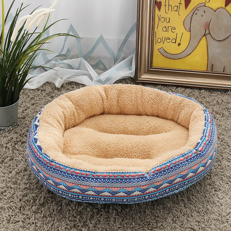 

GLORIOUS KEK Cat Bed 50cm Dog Bed for Small Dogs Bohemia Prints Kitten House Soft Fleece Puppy Bed Sofa Washable All Seasons Use
