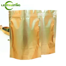 Leotrustting – sacs en Mylar à fermeture éclair, 100 pièces, sac en aluminium doré mat, pour aliments debout, emballage en aluminium pour cadeau de mariage