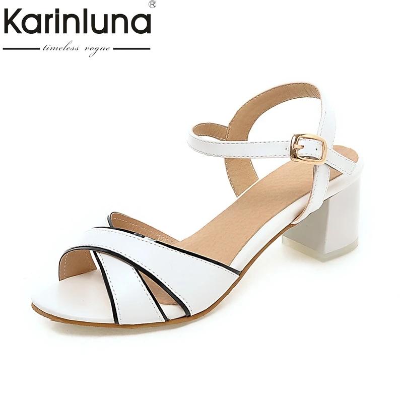 

KARINLUNA 2018 Large Size 32-45 Concise Ankle Strap Women Shoes Woman Summer Sandals Shoes Woman Footwear