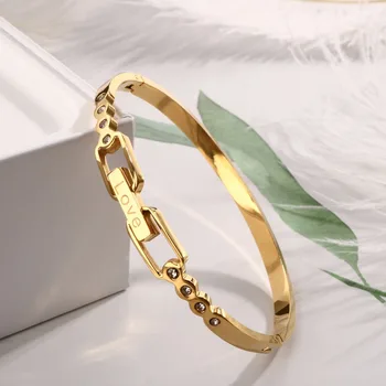 

MSX Cuff Bracelets for Women Stainless Steel Bangle Luxury Brand Female Jewelry Love Vintage Style Rose Gold Color Wristband