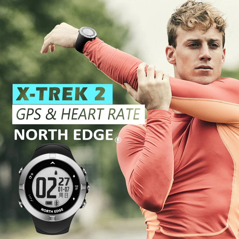 

North Edge GPS Running Sport Watch Heart Rate Calories Monitor GPS Distance Speed Men Sports Digital Watch 50M Waterproof