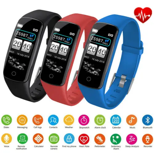 Orologio sportivo intelligente con schermo OLED da 0,96 pollici, monitor della pressione sanguigna, frequenza cardiaca, Bluetooth 4.0, braccialetto per Android_voghion.com