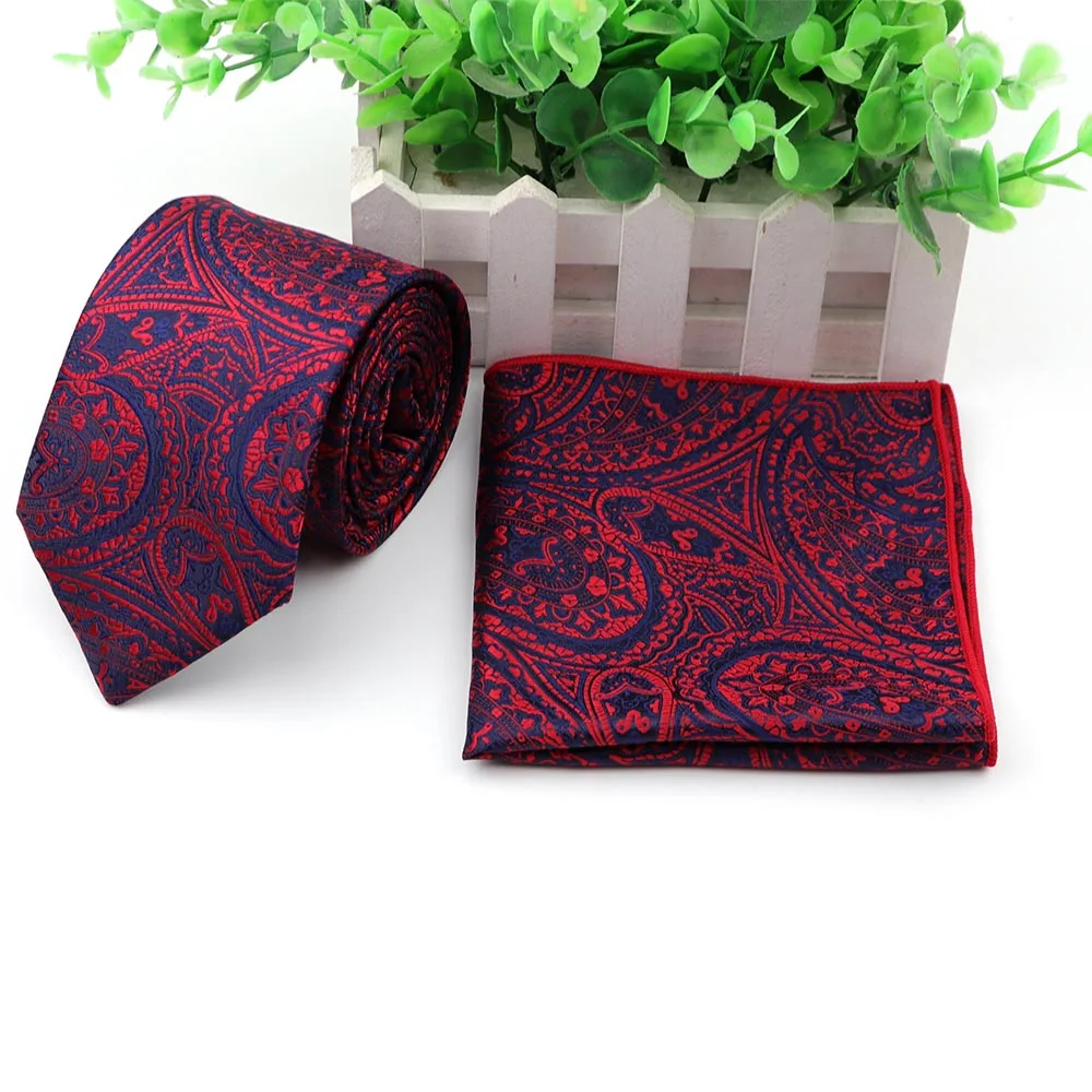 Мужской формальный Пейсли полиэстер Повседневный Тощий Карманный квадратный шейный платок комплект галстуков - Цвет: 15