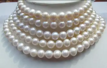 

BEAUTIFUL AAA 9-10MM GENUINE ROUND WHITE PEARL NECKLACE 100"