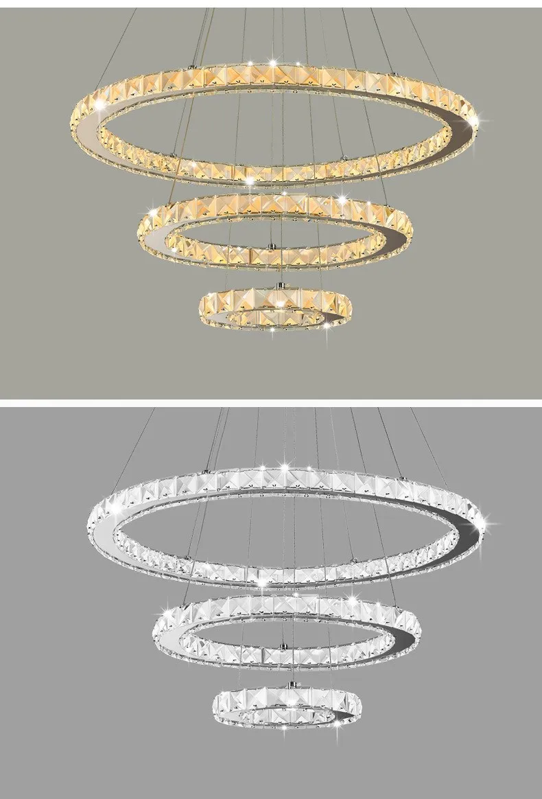 люстра люстры chandelier lighting Современный кристалл 3 светодио дный кольца