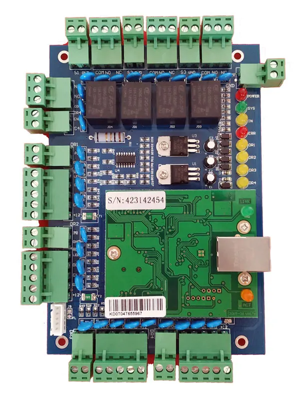 TCP/IP четырехдверный контроль доступа, сетевая плата контроля доступа для системы доступа/Поддержка рабочего времени RFID qr-считыватель sn: L04