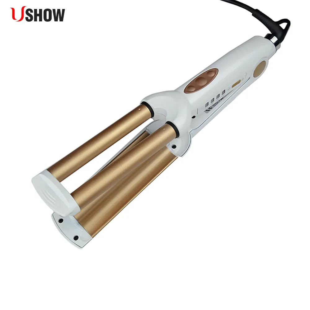 USHOW Professional Curling Iron 110-220V Hair Curling Iron Ceramic Triple Barrel Hair Curler Hair Waver Styling Salon Tools USHOW Professional Curling Iron 110-220V Hair Curling Iron Ceramic Triple Barrel Hair Curler Hair Waver Styling Salon Tools