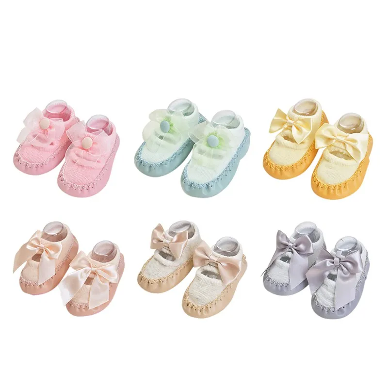 Bebé niños niñas primavera otoño algodón zapatos calcetines lindos calientes antideslizantes zapatos de suelo infantil calcetines calentador interior caminar aprendizaje Calcetines - 1
