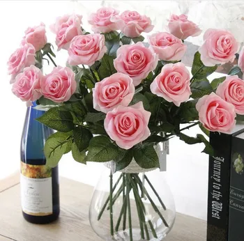 

10PCS/ The simulation of single flower realistic feel moisturizing rose wedding decoration flowers with rose flowers wholesale