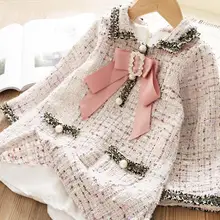 Розничная ; осень г.; изысканные платья принцессы с бантом для девочек; детское элегантное платье; От 2 до 7 лет